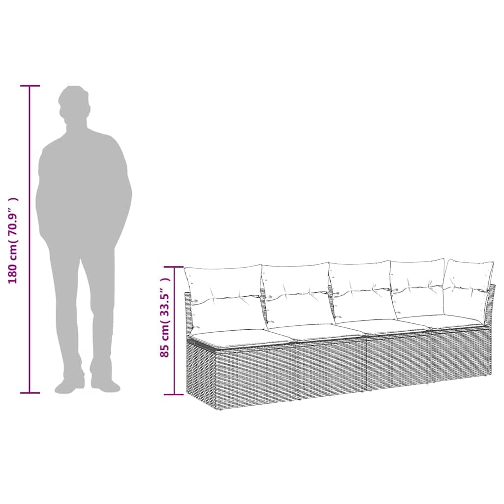 Divano da Giardino 4 Posti, Set Angolare in Polyrattan Beige, con Cuscini Sfoderabili, Design Modulare, Salotto da Giardino Esterno, per Terrazzo e Giardino, Colore Beige, 227 x 62 x 69 cm