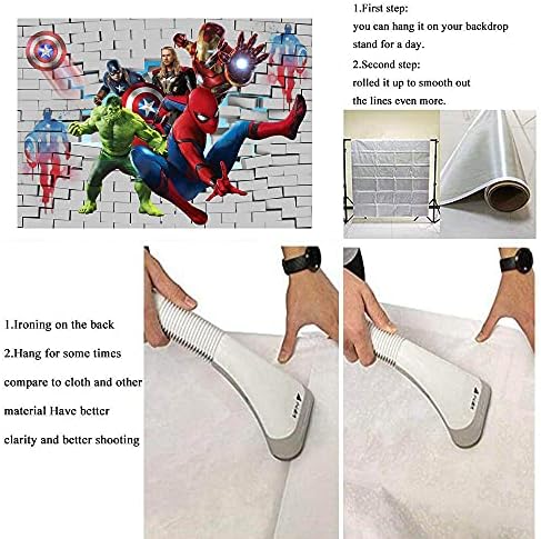 LXN Superhero Photo Backdrop Superhero Theme Birthday Party Backdrop for Boys Cake Table Decoration Background Photo Booth Props 7x5ft