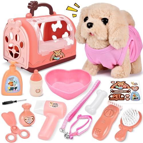 Herefun Elettronico Cane Giocattolo per Bambini, Interattivi Cane Elettrico Realistici, Animali Giocattolo Cane, Regali Giocattolo per Ragazze Bambini