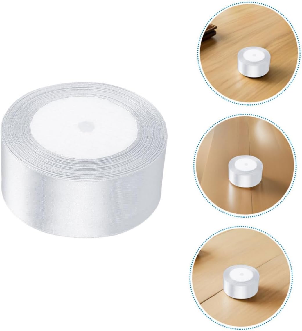 White Satin Ribbon 5pcs Set – 1.5 Inch Polyester Wrapping Ribbon for Packaging, Floral Bouquets, DIY Crafts, Seasonal and Wedding Decorations