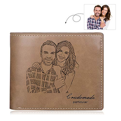 SimpleQ Brown Leather Minimalist Personalized Photo Wallet for Men, RFID Protected, 7 Compartments, Bi-Fold, Zipper Closure3