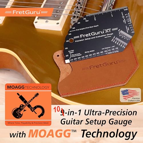 Image of FretGuru XT Guitar String Action Gauge - Pro Fret Rocker, Bridge & Pickup Spacing Ruler, Advanced Ultra-Precision, MOAGG Technology - Guitar Setup Tool for Luthiers with Fret Height /Fret Wear Checker