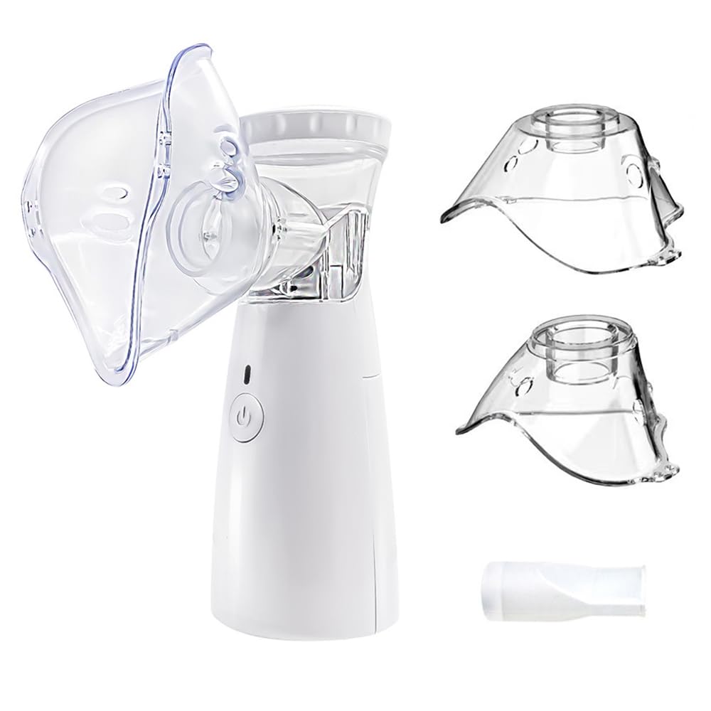 Nébuliseur Portable pour Enfants et Adultes, Nébuliseur Inhalateur avec Aérosols, 2 Masques et Embout Buccal, Inhalateur à Vapeur Silencieux pour La Maison et Les Voyages