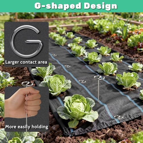 12 Inch 8 Gauge Circle Top Landscape Fabric Staples, HKKZYT 100 Pcs Galvanized Landscape Fabric Pins, Gardening Essentials Garden Weed Barrier Stakes Sod Staples for Outdoor by HKKZYT - Used condition - Image 6
