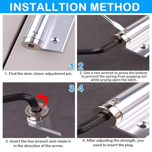 Image of Spring Door Closer for Home,Adjustable Automatic Door Closers for Light Weight Door,Automatic Door Closure,Use to Wooden Door,Metal Door,Security Door