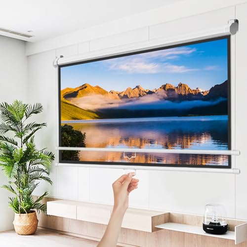Pantalla de proyector 16:9 con sistema retráctil para techo y gran angular 6