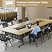 Folding Conference Table, 5.3FT Modular Conference Room Tables 2-10 Person Large Conference Table with wheels, Modern Rectangle Meeting Seminar Training Room Table for Office Classrooms (Maple 4PCS)