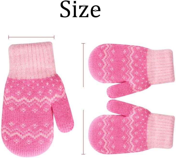 Winter Knit Mittens for Toddler Kids 3-5 T Soft Warm Thick Fleece Lined Knit Gloves Mittens - Image 5