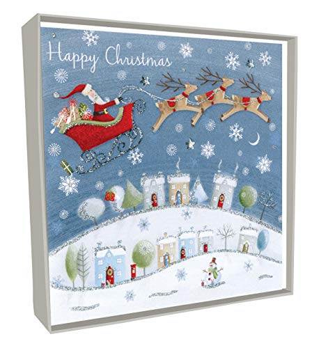 Box of 5 Santa Flying Hand-Finished Christmas Cards Xmas Card Boxes