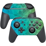 MightySkins Skin Compatible with Nintendo Switch Pro Controller - Blue Green Polygon | Protective, Durable, and Unique Vinyl wrap Cover | Easy to Apply, Remove, and Change Styles | Made in The USA
