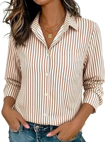 Image of Soft Wrinkle-Free Button Down Stretch Shirts for Women, Breathable Moisture-Wicking Casual Work Dress Tops
