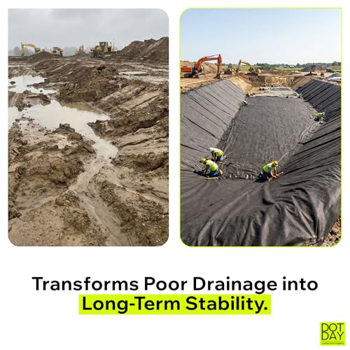 Image of DOTDAY 4 oz Non-Woven Geotextile Fabric 3ft x 50ft, Heavy Duty Driveway Underlayment for Gravel, French Drain Fabric, Paver Base & Erosion Control, UV-Stabilized Permeable, Black, Terra