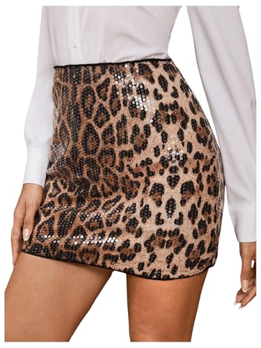 Amazon.com: Verdusa Women's Leopard Print Sequin Mini Skirt Rave