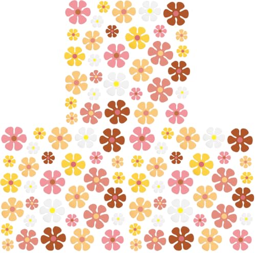 Image of Henoyso 60 Pcs Groovy Party Decorations Retro Flower Cutouts Daisy Decor 60s 70s 80s Hippie Paper Cutouts for Birthday Party DIY Wall Office Home(Groovy Color,Assorted Sizes) (Pack of 3)