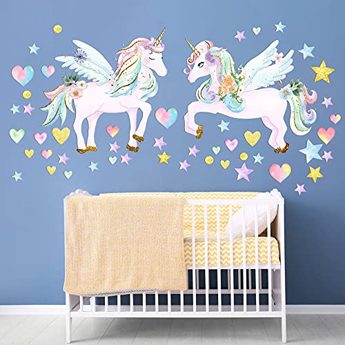 Glow In The Dark Stars, Unicorn Wall Sticker For Girls Bedroom, Unicorn Room Decor For Girls Bedroom,Unicorn Wall Stickers For Kids (Green) #TOP3