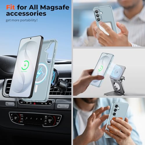 Image of SUPFINE Magnetic for Samsung Galaxy S26 Plus Case with Screen Protector, (Built-in Magnets) (Military Grade Drop Protection) Slim Translucent Shockproof Phone Case,Sliver Blue