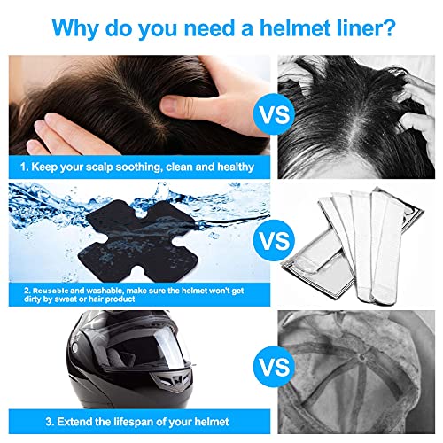 Motorcycle Helmet Liner, Anti Sweat Cooling Helmet Pad, Hook And Loop Attached, Reusable & Washable, Prevents Stains & Odor Cooling, Absorbs Dripping Sweat, Insert For Hard Hat, Bicycle Helmet #TOP1