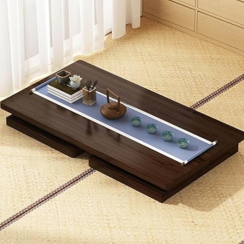 Image of Kang Bay Window Low Table, Spacious Top for Tea & Reading, Foldable Low-Profile Design with Heavy-Duty Load Capacity, Rose Wood, 60x40x28cm
