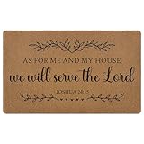 XLDLIOO Christian Door Mat, As for Me and My House We Will Serve The Lord Welcome Front Door Mat Indoor Outdoor Entrance, Rustic Bible Verse Artificial Coir Doormat Rugs for Patio Entry Decor 30x17in