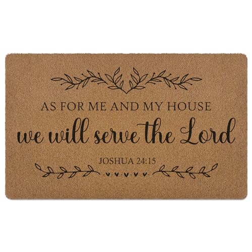 XLDLIOO Christian Gifts for Woman Christian Door Mat As for Me and My House We Will Serve The Lord Welcome Front Door Mat Indoor Outdoor Entrance Bible Verse Coir Doormat for Patio 30x17in