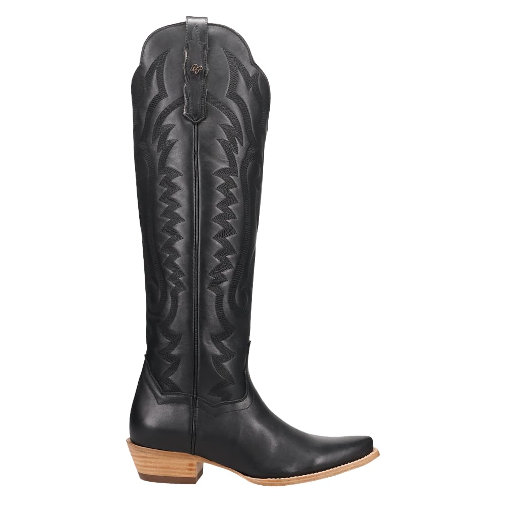 Dan Post Boots Womens Heartland Zippered Snip Toe Casual Boots Over the Knee Low Heel 1-2 - Black