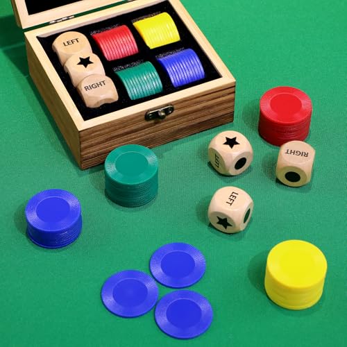 image for Pagather Fun Left Right Roll Dice Game Set, Include 3 1-inch Wooden Di
