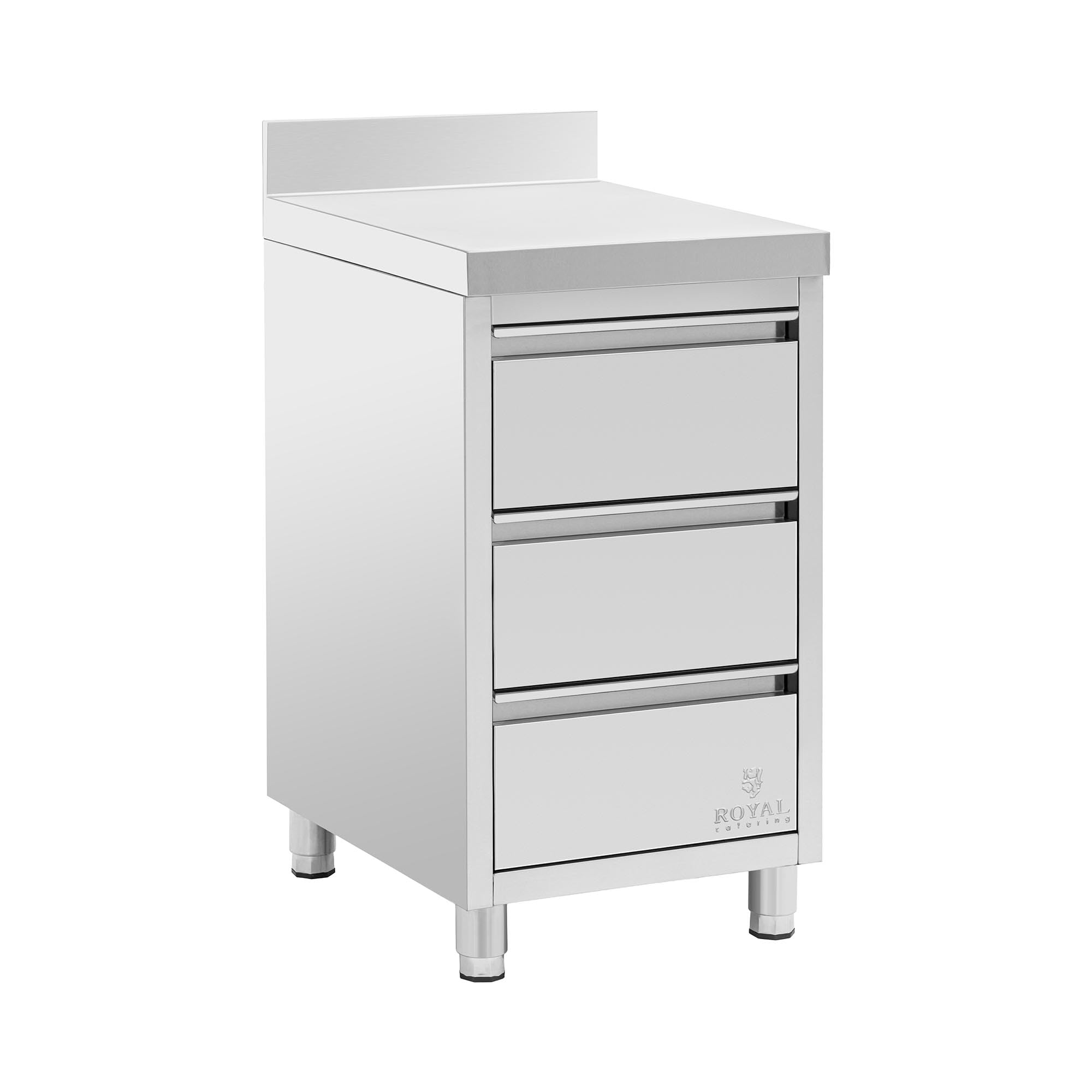 Armadio inox 50x60 cm con 3 cassetti per GN fino 150 mm alzatina piedini 150 mm Cassettiera da cucina professionale per gastronomia e ristorazione
