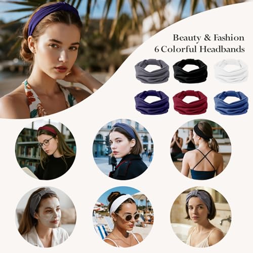 Image of Headbands for Women, Wide Elastic Head Bands, Non-Slip Thick Hair Bands, Sports Stretchy Sweat Bands, Large Knotted Soft Headband for Washing Face, Makeup, Workout, Spa, Fashion