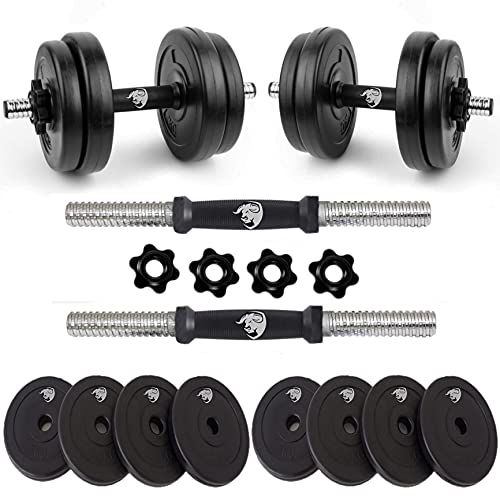 BULLAR Adjustable Dumbbells 20 KG Set | Dumbbells with Rod | Home Gym And Fitness Equipment | Gym Weights Plates | Home Gym Accessory | 20kg Pair | Star Nut Dumbbell Rod BULLAR Adjustable Dumbbells 20 KG Set | Dumbbells with Rod | Home Gym And Fitness Equipment | Gym Weights Plates | Home Gym Accessory | 20kg Pair | Star Nut Dumbbell Rod