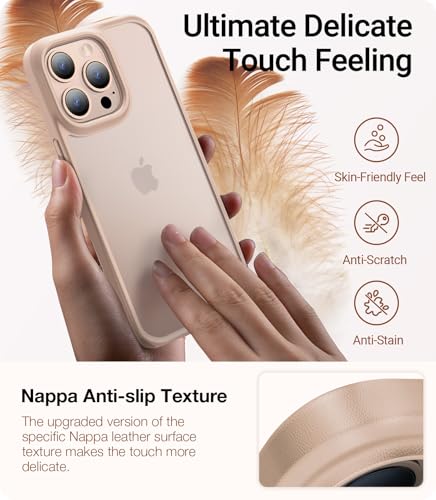 Image of TORRAS for iPhone 16 Pro Case Guardian Shockproof, 4X Military-Grade Test Protection, DIY-Buttons Anti-Scratch Non-mag Translucent Matte Hard Back Slim Case for iPhone 16 Pro 6.3inch, Gold
