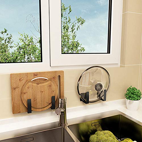 Pot Lid Holder Rack - Chopping Board Knife Organizer - Punched Stainless Steel Wall Mounted Cabinet Single Robe For Kitchen, Bathroom, Living Room, Set Of 2 #TOP5