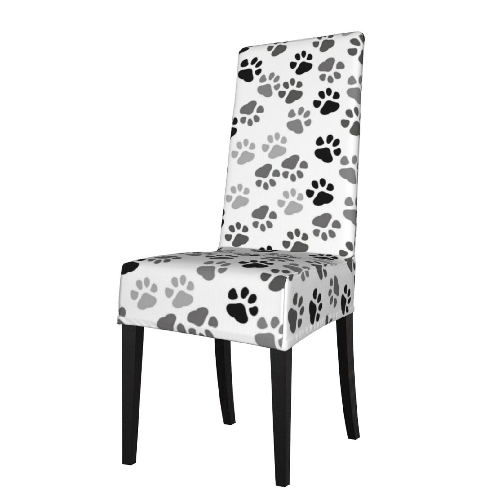 Lkymoh As Picture Dog Paws Print, Chair Covers Stretch Chair Slipcovers For Dining Room, For Party Pet Protection Universal Fit Soft Polyester