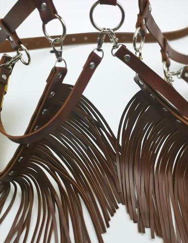 Women Body Harness Garter Punk Leather Waist Belts with Fringe Gothic Leg Tassel Belt for Dress Festival Dance Consume3