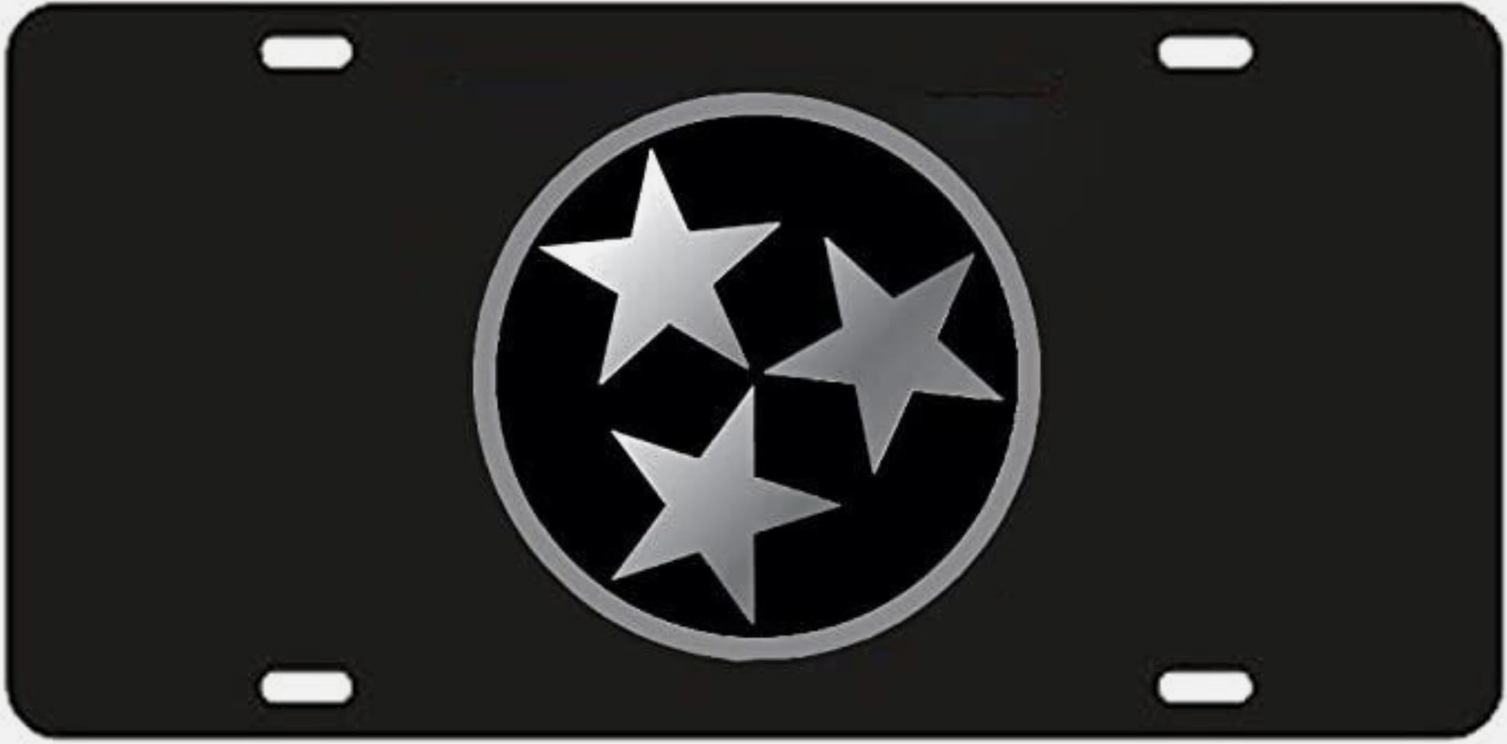 Tri Star Black Licensed Plate Car Tag Tennessee Black Mirror
