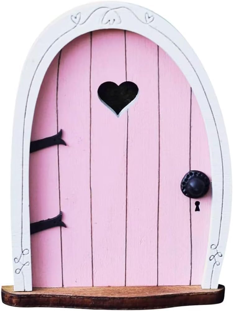 Zcccc Pink Miniature Fairy Door for Tree, 3D Garden Decor, Bonsai Terrarium Micro Landscape Decoration Accessories Garden Miniatures