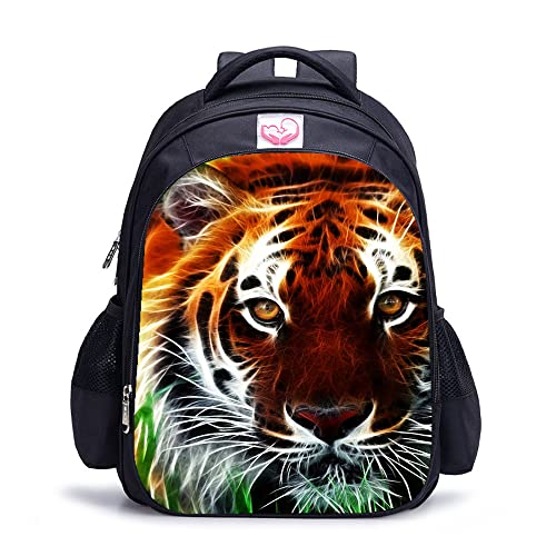 Sac à dos imprimé en 3D motif tigre rigide et grand volume 16 pouces
