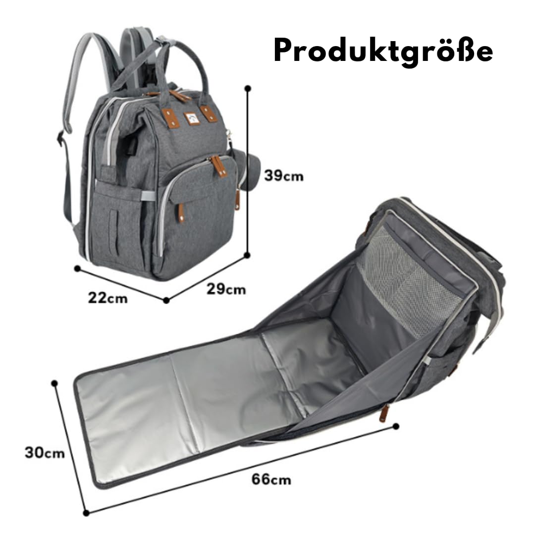 Generisch Wickeltasche Rucksack mit Wickelunterlage, wasserabweisend, mit isolierten Flaschenhaltern, Kinderwagen-Befestigung, große Kapazität, inkl. klappbarer Liegefläche, perfekt für den Alltag