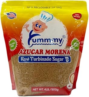 Yummmy Raw Turbinado Brown Sugar - Azucar Morena, 4 Lb, (64 0z) Kosher Certified