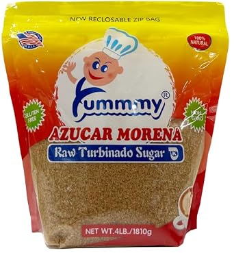 Yummmy Raw Turbinado Brown Sugar - Azucar Morena, 4 Lb, 64 0z Kosher Certified