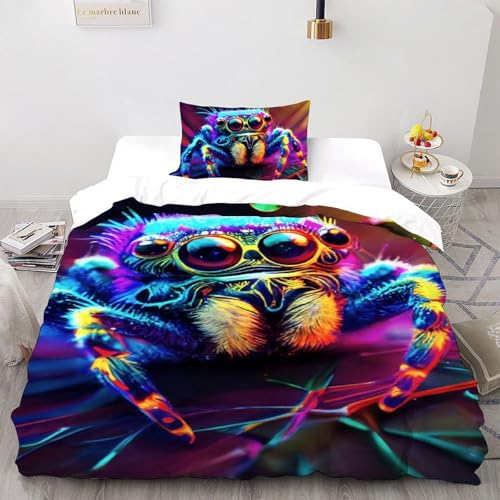 Housse de couette araignée imprimé 3D en microfibre pour décorer la chambre d'enfant single
