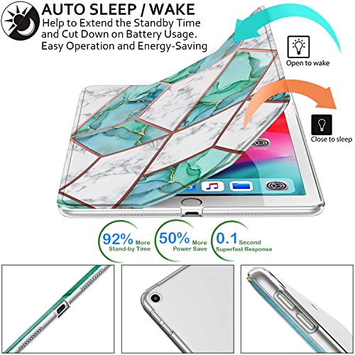 Image of DuraSafe Cases for iPad Mini 5 Gen 2019 7.9 Inch [ Mini 5th Gen ] A2133 A2124 A2126 MUQY2HN /A MUQW2HN /A MUQX2HN /A MUU52HN /A PrintediPad Cover with Translucent Frosted Hard Back - Marble Green