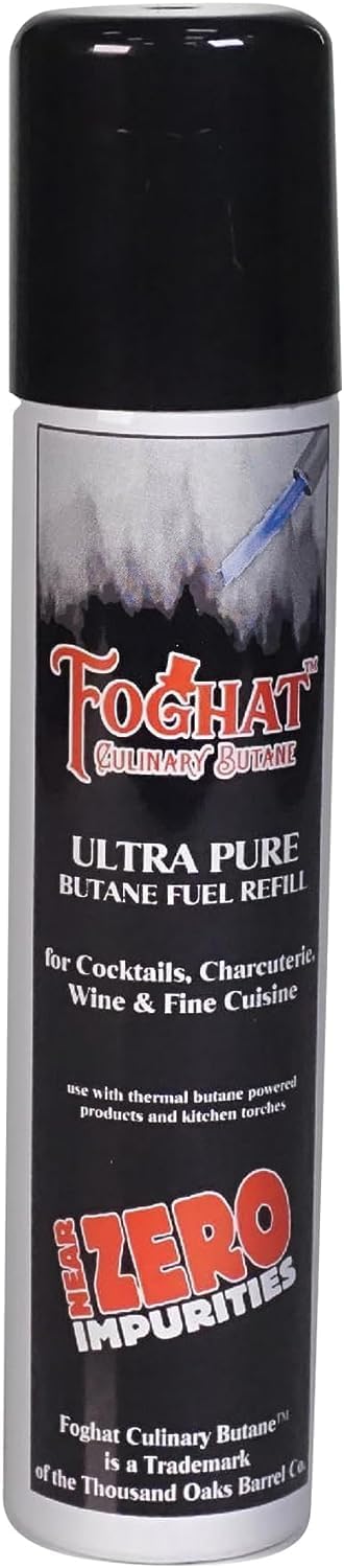 Foghat Culinary Butane Fuel Refill (60ml) Torch Lighter Butane Refill Canister - Fits All Kitchen Smoking Torches - Food Grade, Ultra Refined For Cocktail Smoker Kit, Creme Brulee Torch