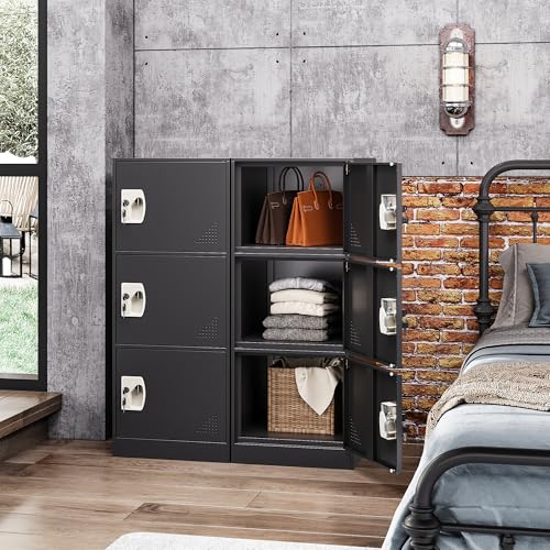 Image of Metal Locker Storage Locker, 36 inch Lockable Lockers for Employees, Home, Office, School, Assemble Required (Black)