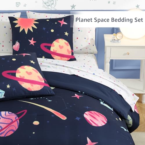 Image of Queen Comforter Sets Planet Space 7 Pieces Bed in a Bag for Girls Boys Teen