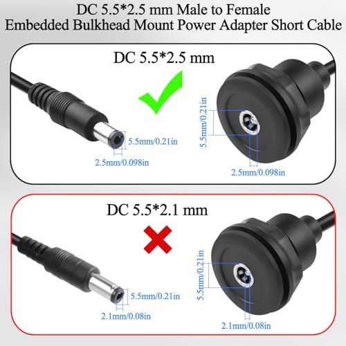 Conector de carga QIANRENON macho a hembra 5.5×2.5mm miniatura 3