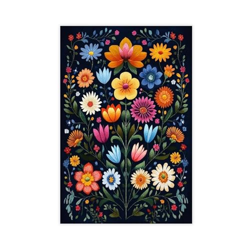 IADNG Hungarian Folk Flowers Canvas Poster Wall Art Print Picture Paintings 12x18inch(30x45cm)