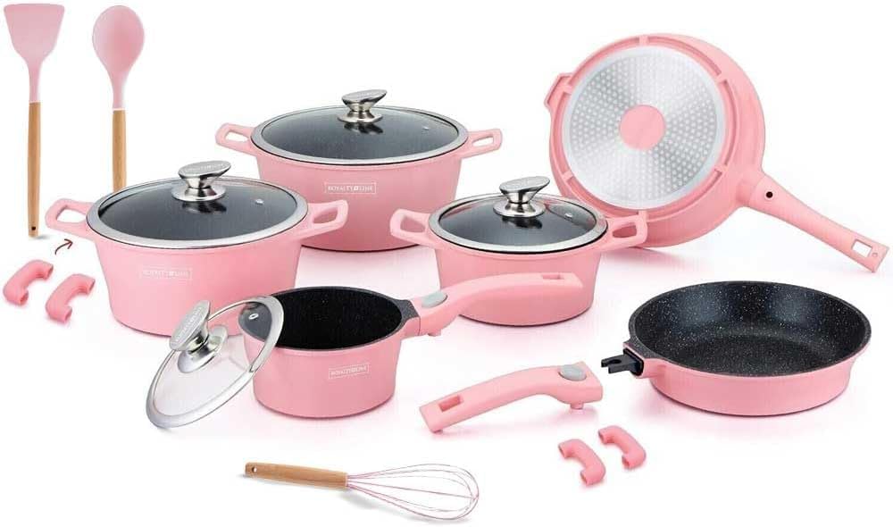Set pentole e padelle antiaderenti - Set 5 pezzi in rame forno, induzione coperchi - Utensili, padella - Nuovva