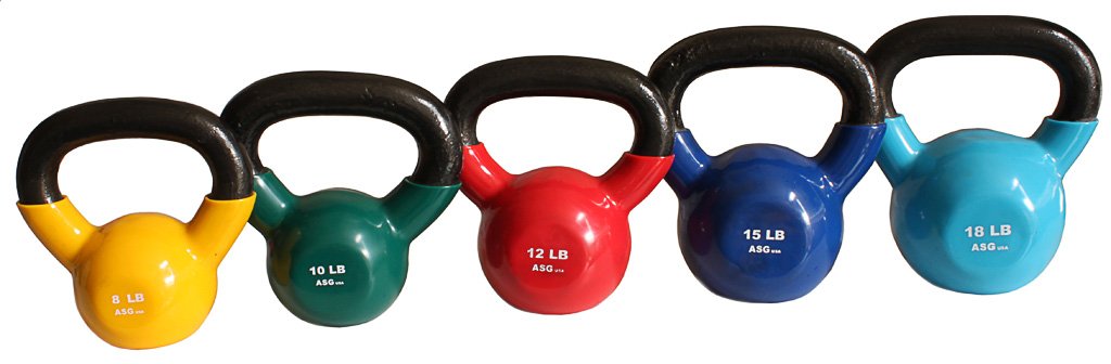 Ader Vinyl Kettlebell Set - 8, 10, 12, 15, 18lbs