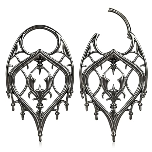 Atomhole 2PCS Ear Weights Hangers for Stretched Ear Lobes 316 Stainless Steel Gothic Dangle Ear Weights Gauges Hypoallergenic Ears Expander Hangers Body Piercing Jewelry for Women and Men