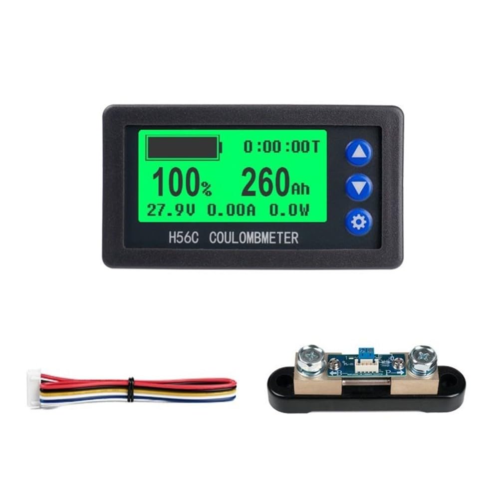 Oewwthy H56cr 300A Shunt Battery Capacity Indicator Coulomb Meter With Base Voltmeter Ammeter Lithium Battery Tester